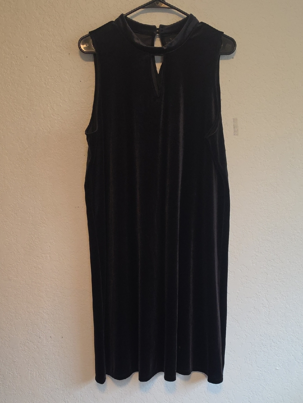 Worthington Black Velvet Midi Dress with Front Keyhole Detail